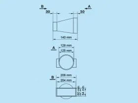 Ø125mm auf 208x64mm Übergangsstück