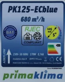 Prima Klima PK125ECblue RJ45 0-680 m³/h Ø125mm
